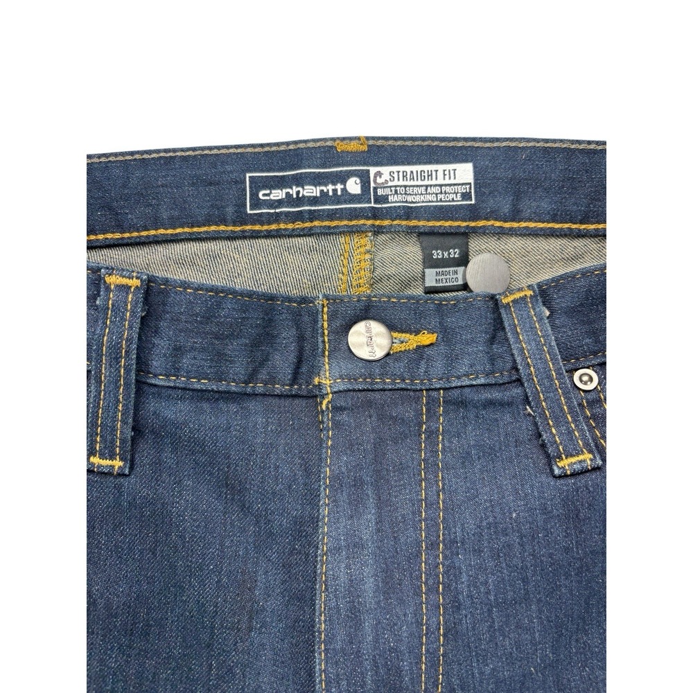 Carhartt Rugged Flex Straight Fit Jeans Mens 33x32 Dark Wash Stretch Denim Ranch - Picture 3 of 12